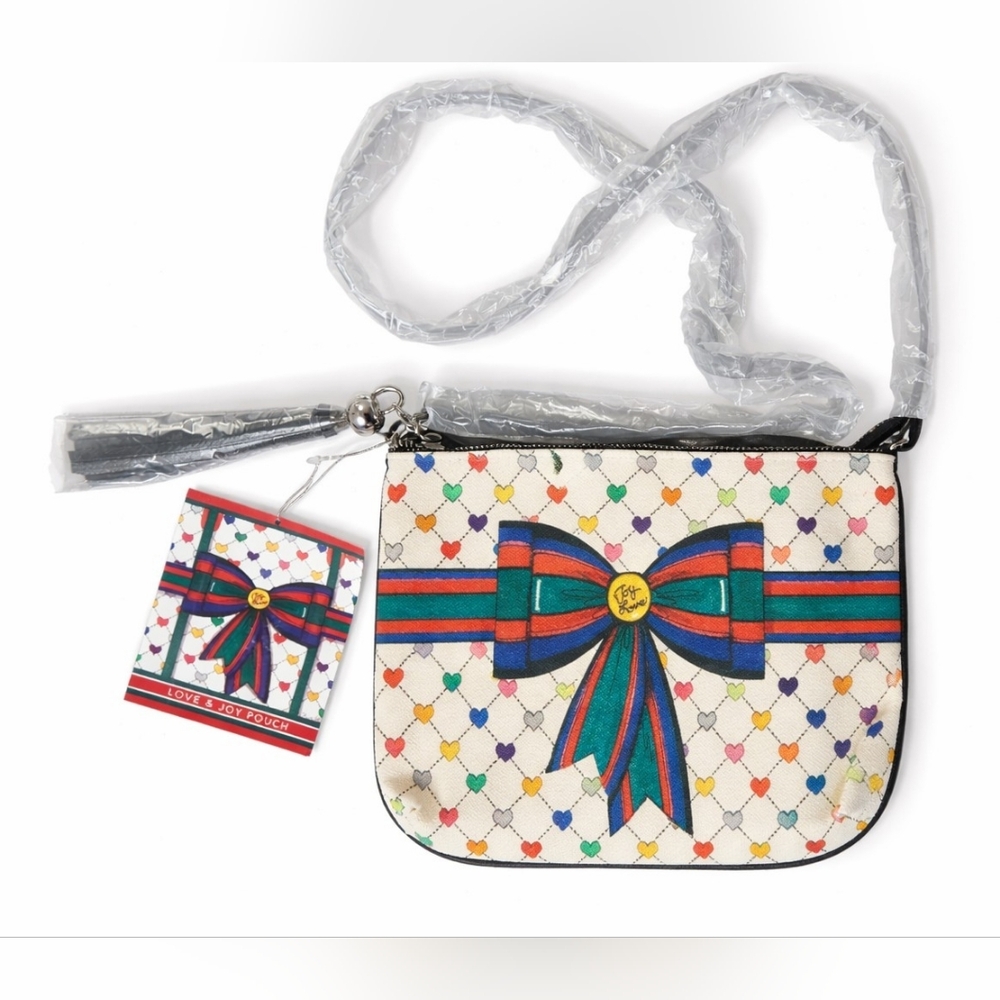 NWT Brighton Canvas Colorful Heart Crossbody Bag Beautiful Gift - Picture 2 of 3